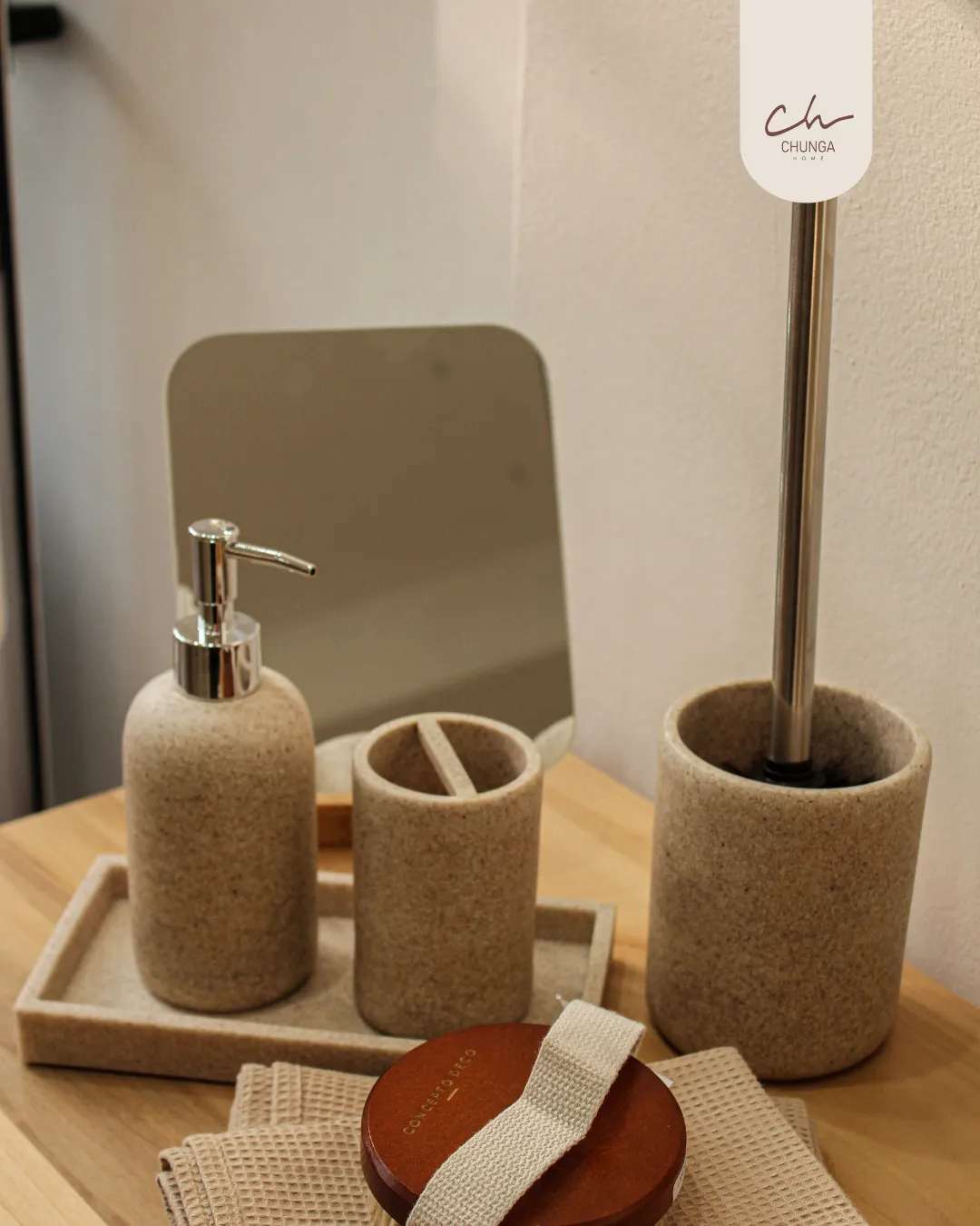 Set de Accesorios para Baño de Diseño Piedra Rústica