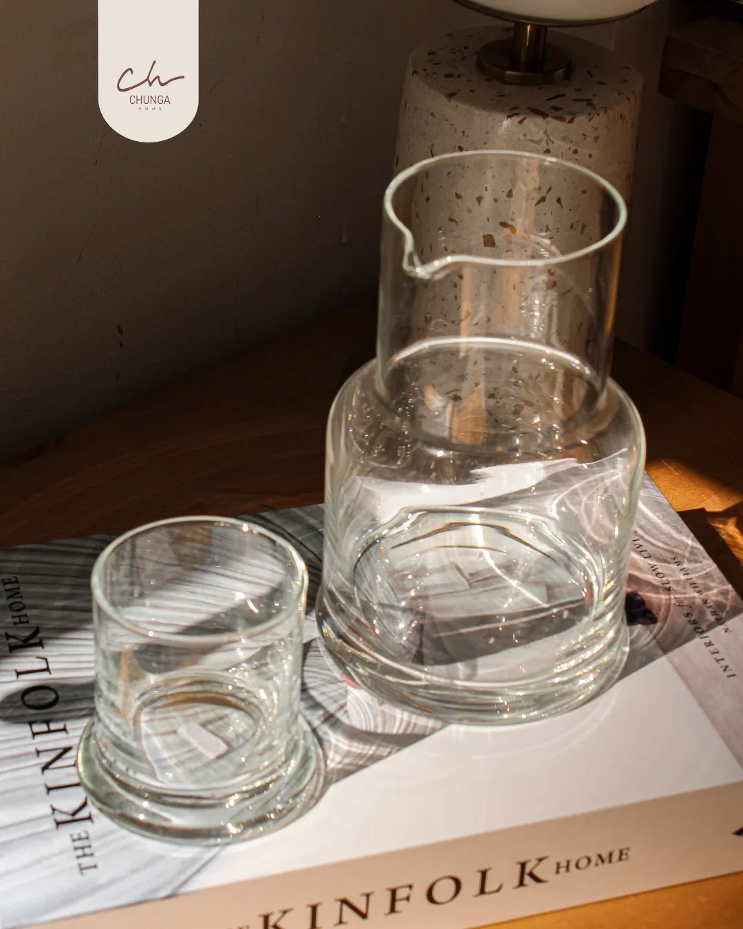 Jarra de Vidrio con Tapa de Vaso