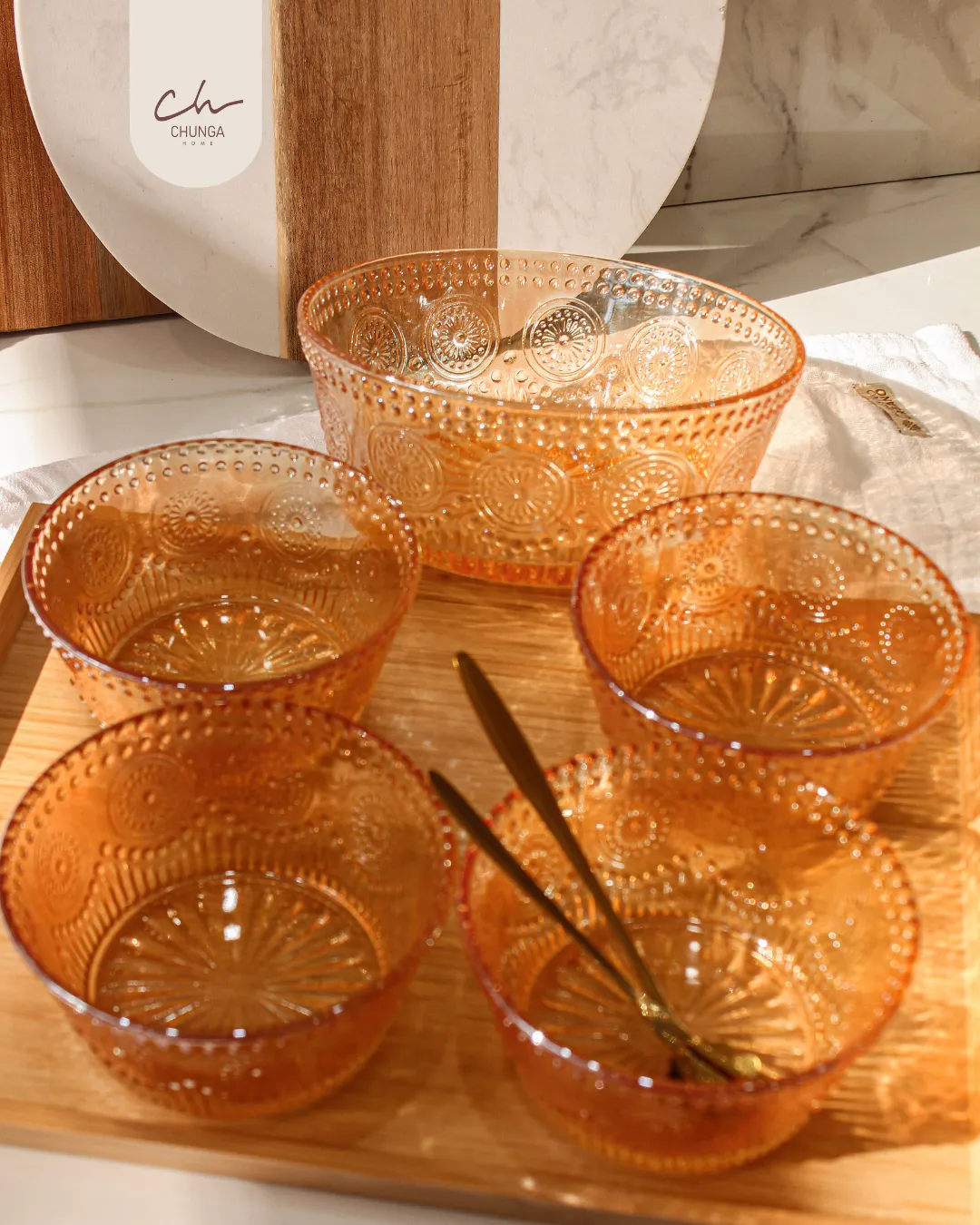 Set de Bowls de Vidrio Grabado - Image 3