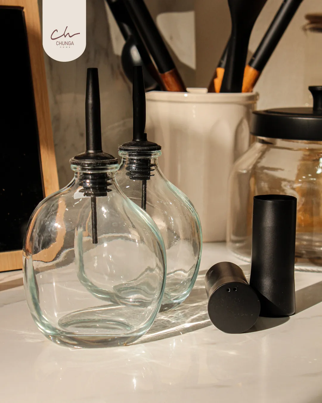 Set de Aceiteras Minimalistas de Vidrio