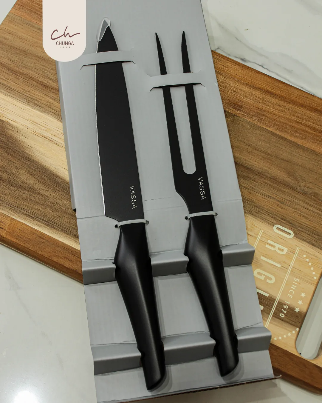 Set de Trinchar Premium: Cuchillo y Tenedor Minimalista