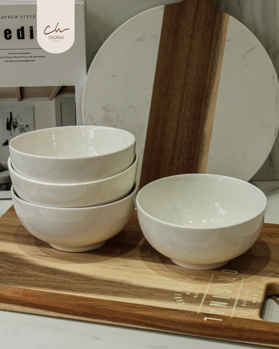 Set de Bowls de Cerámica Blanca x4