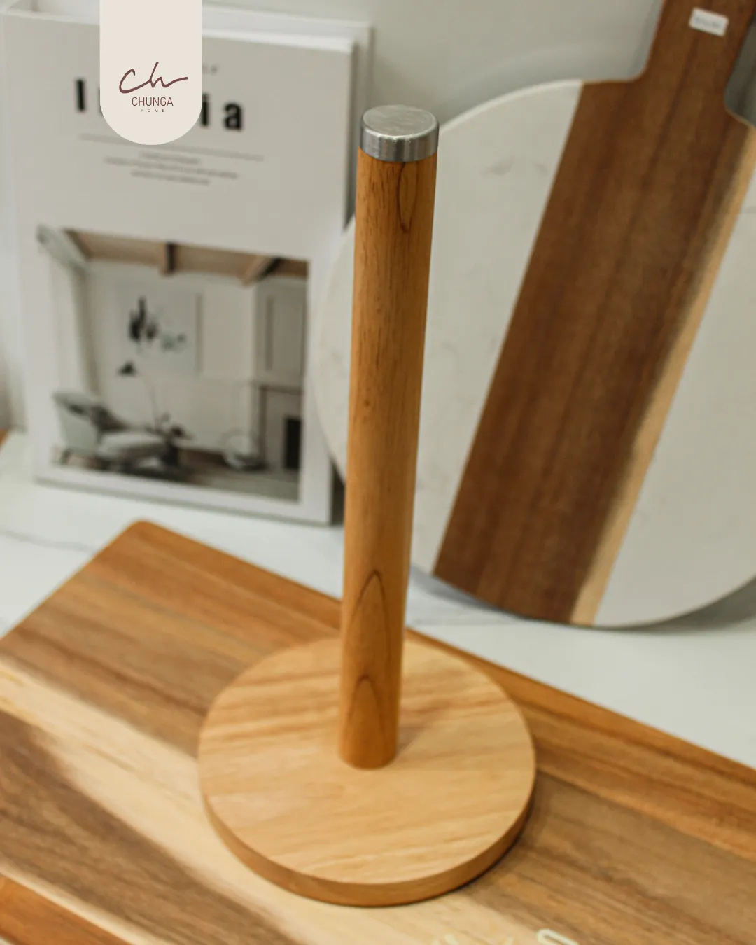 Portarrollos de Cocina Vertical de Bambú #2