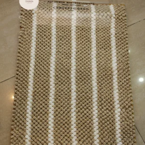 Alfombra de Baño Estilo Texturizado Color Beige con Rayas