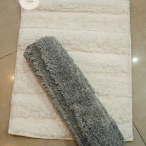 Alfombra de Baño Suave Blanca Rayada