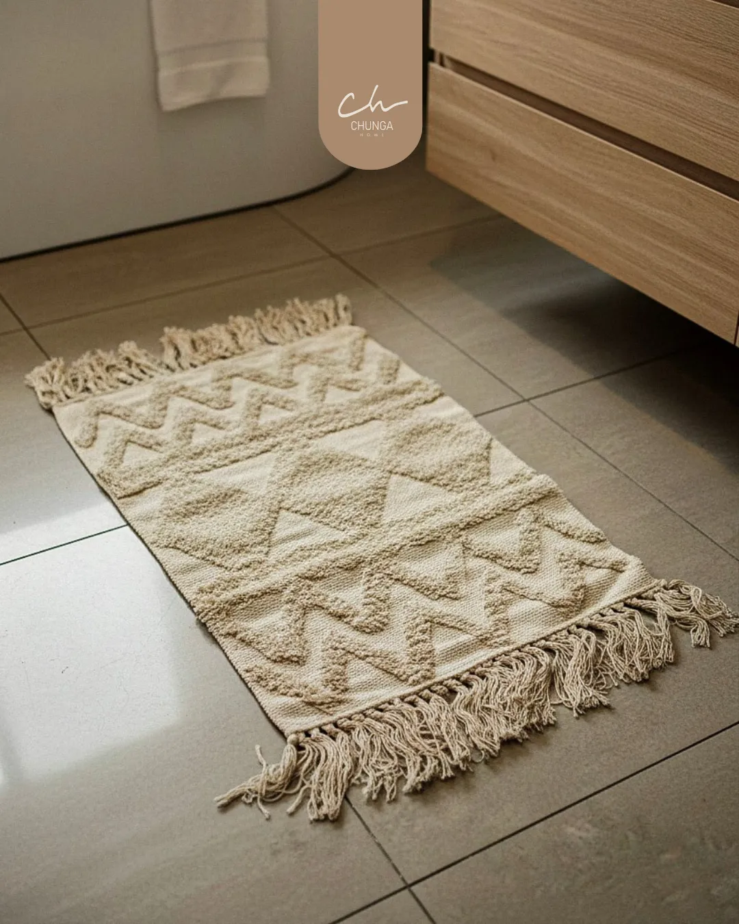 Alfombra de Baño Estilo Texturizado Color Beige - Image 2