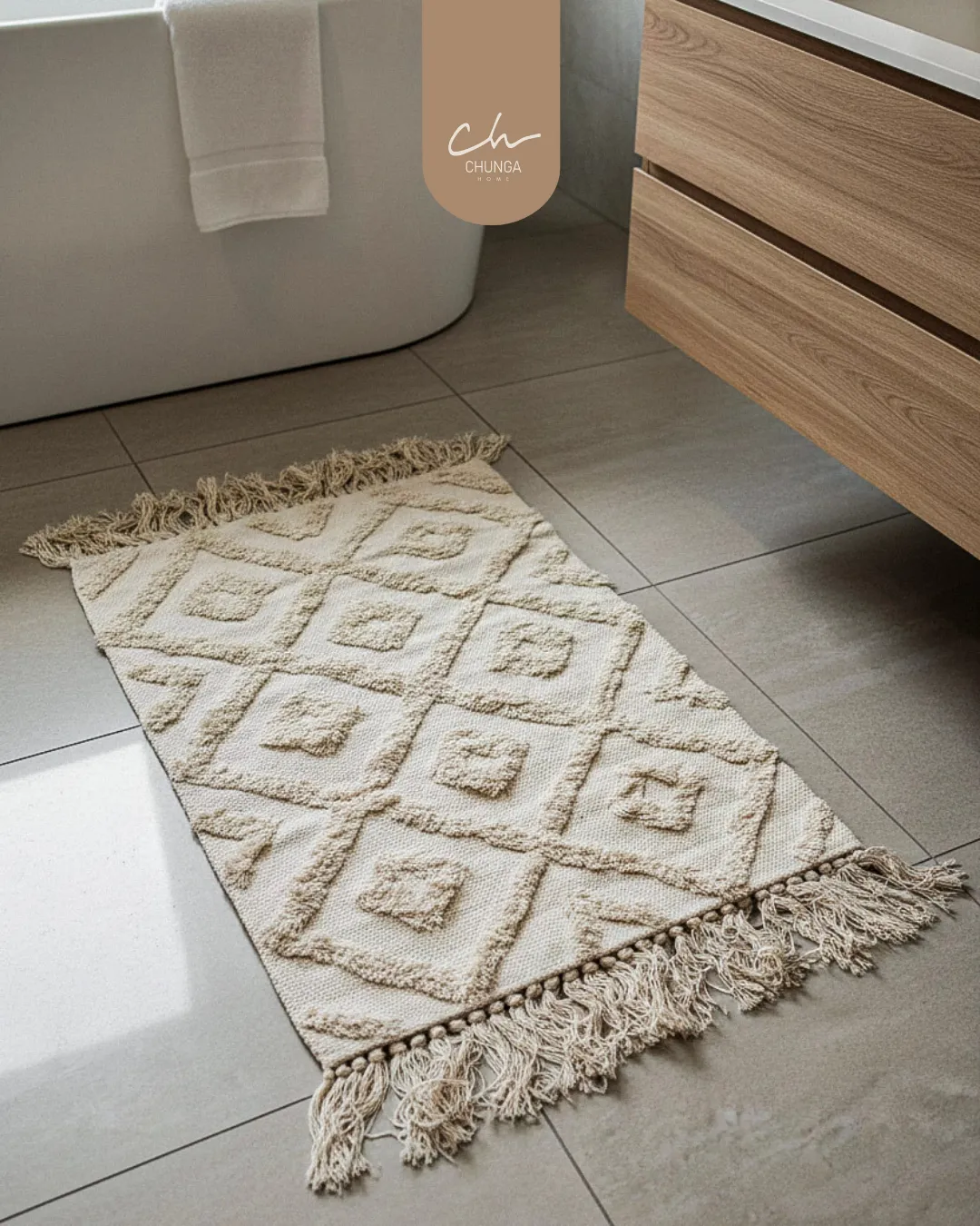 Alfombra de Baño Estilo Texturizado Color Beige #2 - Image 2