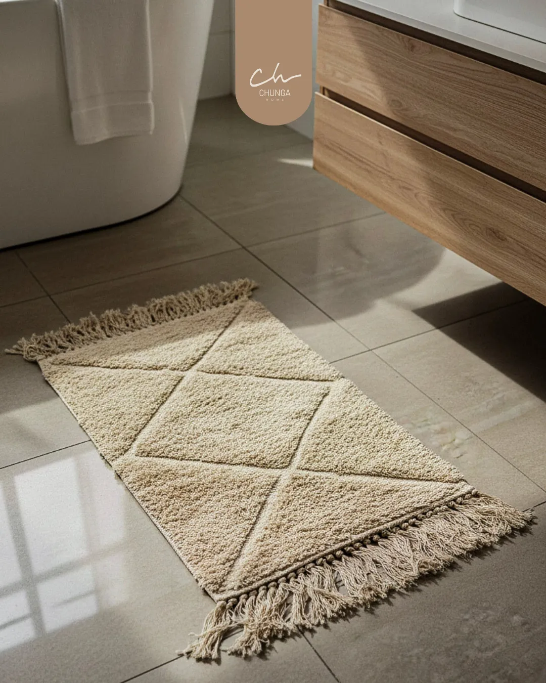 Alfombra de Baño Estilo Texturizado Color Beige #3 - Image 2