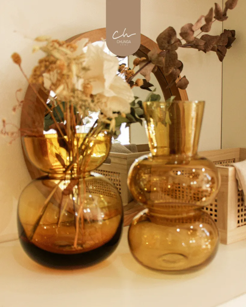 Jarrones de Vidrio Ámbar