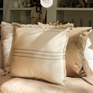 Almohadón 50x50 - Funda de Rayas y Flecos