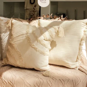 Almohadón 50x50 - Funda Texturizada y Flecos