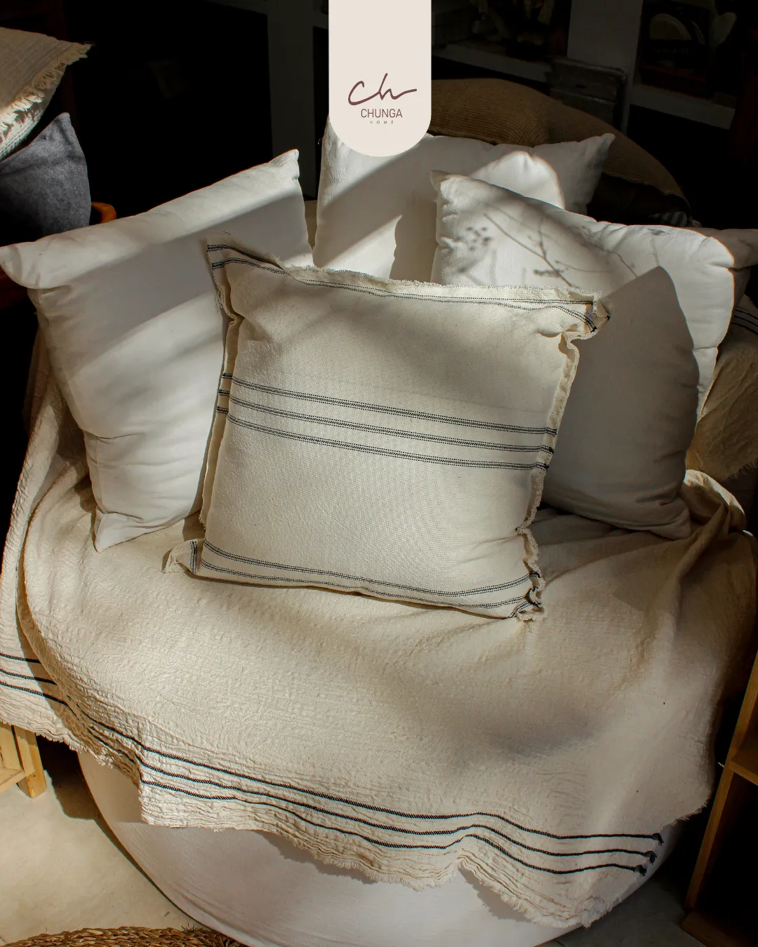 Funda Natural rayada 50x50 - Image 2