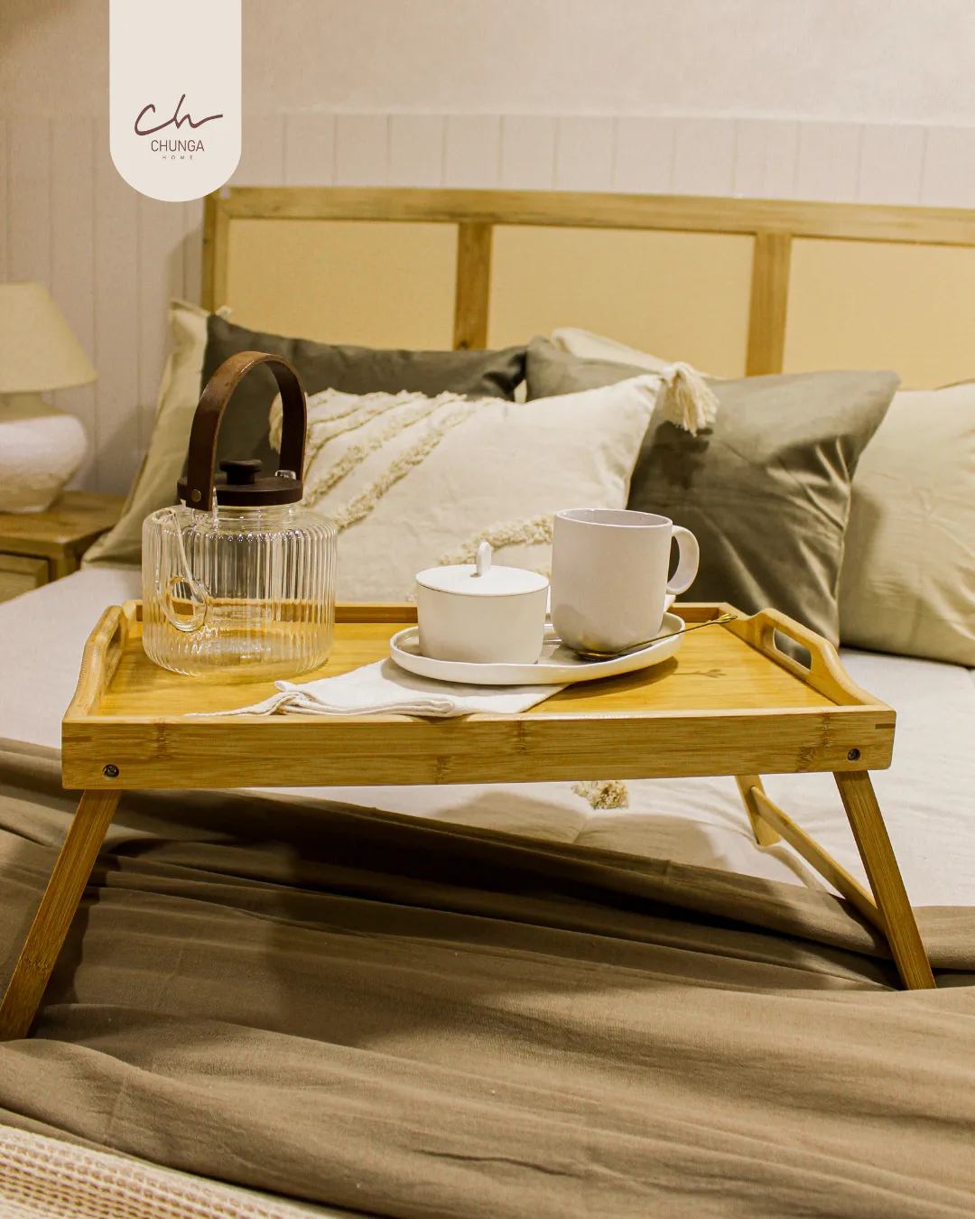 Bandeja de Cama Plegable de Bambú