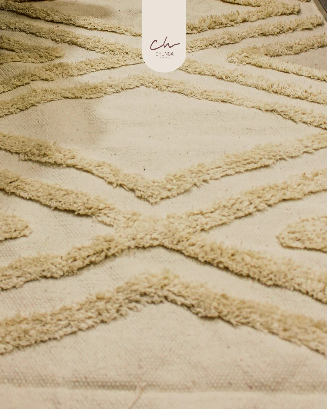 Alfombra de Algodón con Diseño Geométrico y Flecos - Image 2