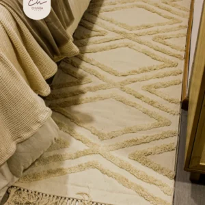Alfombra de Algodón con Diseño Geométrico y Flecos
