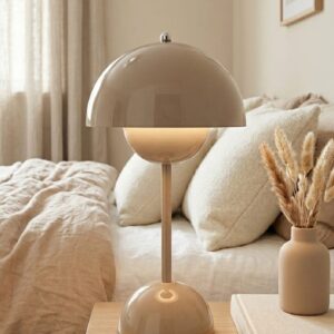 Velador Led Hongo Moderno Gris