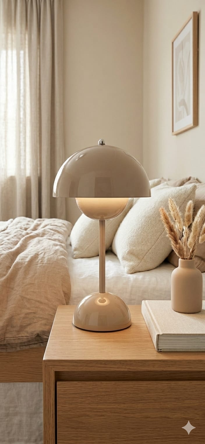 Velador Led Hongo Moderno Gris
