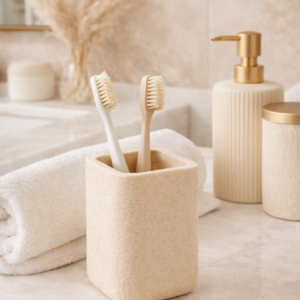 Portacepillos Simil Piedra Beige