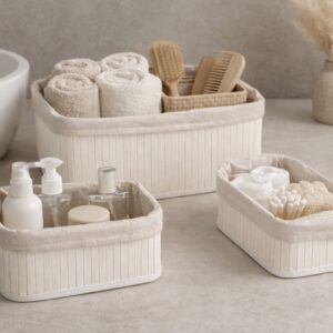 Cajas Organizadoras Enteladas Blanca Rect. x3 Tamaños