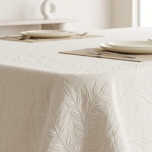 Mantel Tusor Hojas C/ Bordado 260x150cm