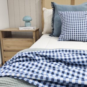 Pie De Cama Cuadrillé Celeste