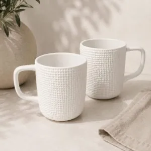 Taza Cerámica Blanca Texturizado