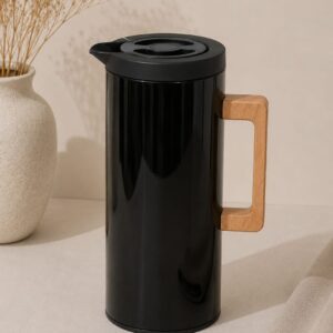 Jarra Termica Black Con Ampolla De Vidrio/Asa madera 1000ml