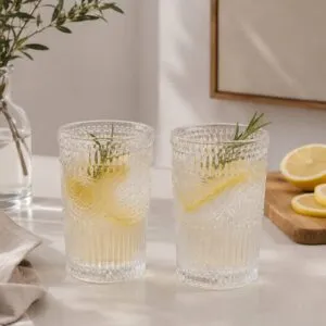 Vaso Vidrio Diseño Texturado