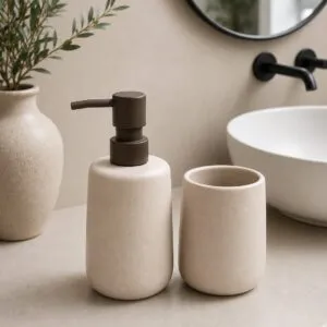 Dispenser Cerámica Tapa Madera