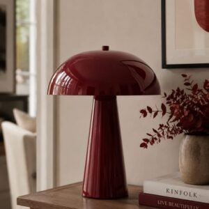 Lampara De Mesa Cónica Dos Focos Bordó