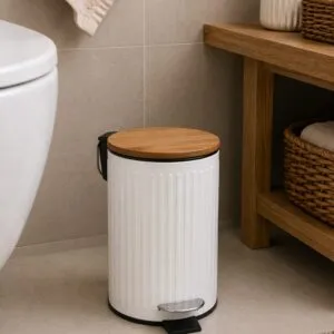 Tacho De Basura Metálico Con Acabado Natural 3L