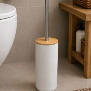 Cepillo De Baño Blanco Con Bambú