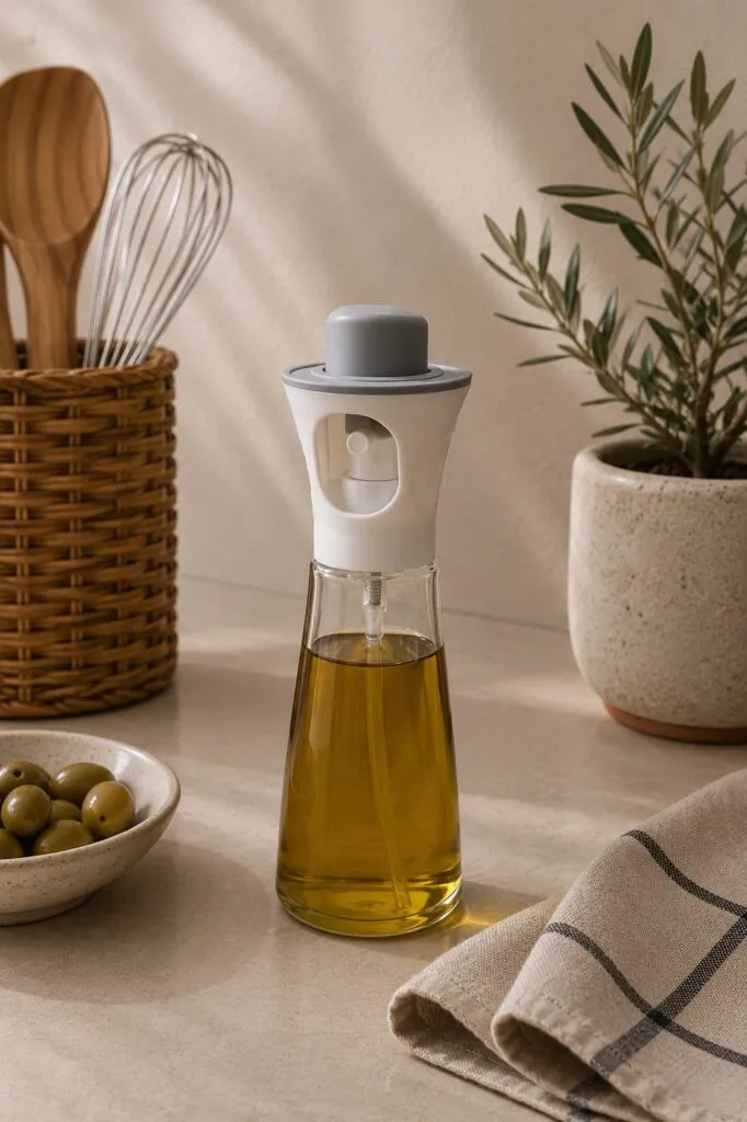 Aceitera Vidrio C/ Rociador Y Tapa Bca