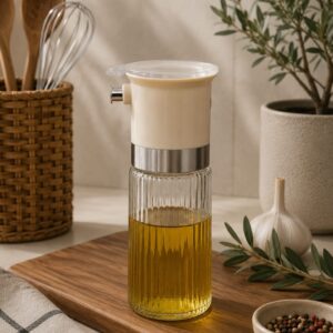 Aceitera Vidrio Acanalado Tapa Nat Plast.