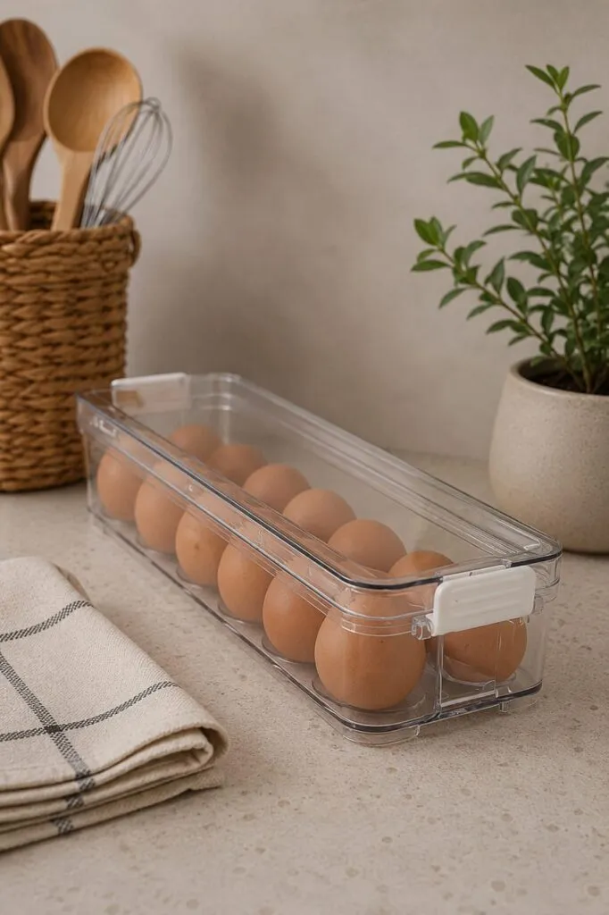 Huevera Rectangular Con Tapa Para 12 Huevos