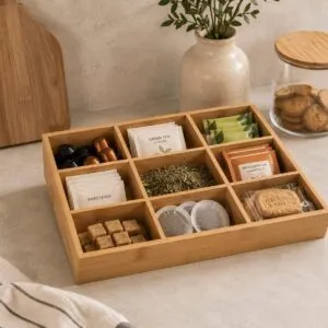 Caja De Bambú C/ Divisiones 6 Espacios
