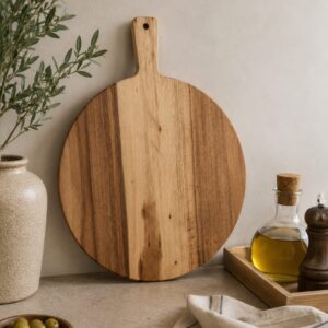 Tabla Madera Acacia Redonda Con Mango