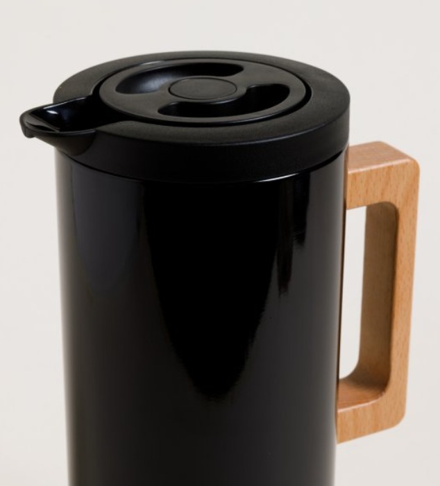 Jarra Termica Black Con Ampolla De Vidrio/Asa madera 1000ml - Image 2