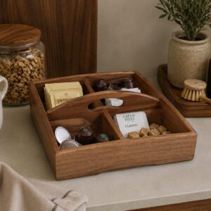 Caja De Madera Acacia Con Divisiones 4 Espacios