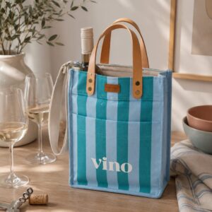 Bag Porta Vino Celeste Y Verde