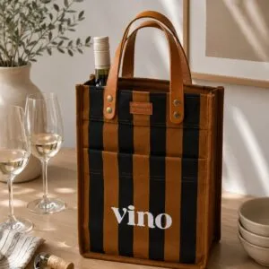 Bag Porta Vino Negro/Mostaza