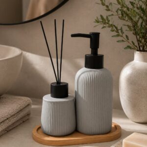 Set Dispenser y Difusor Acanalado Gris