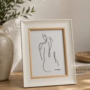 Porta Retrato Blanco con Detalle en Madera