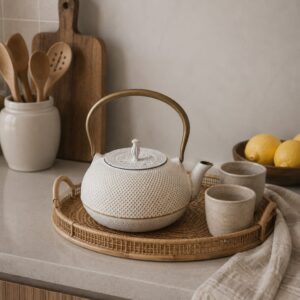 Tetera De Hierro Gifu Lineas Off White 1200ml