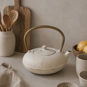 Tetera De Hierro Grande White/Gold