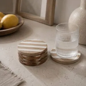 Set De 4 Posa Vasos Redondos Madera