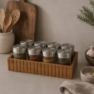 Set x6 Especieros Con Base De Madera