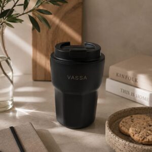 Vaso Térmico De Acero Inoxidable Negro 350ml Vassa