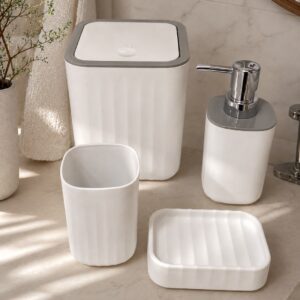 Set De Baño: Dispenser/Jabonera/Vaso Portacepillo/Tacho Pequeño