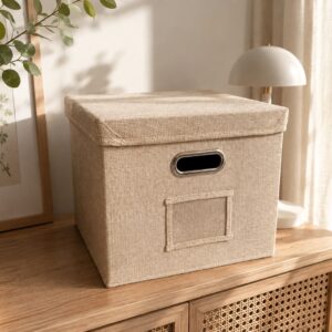 Caja Plegable Forrada En Tela Con Etiqueta Transparente
